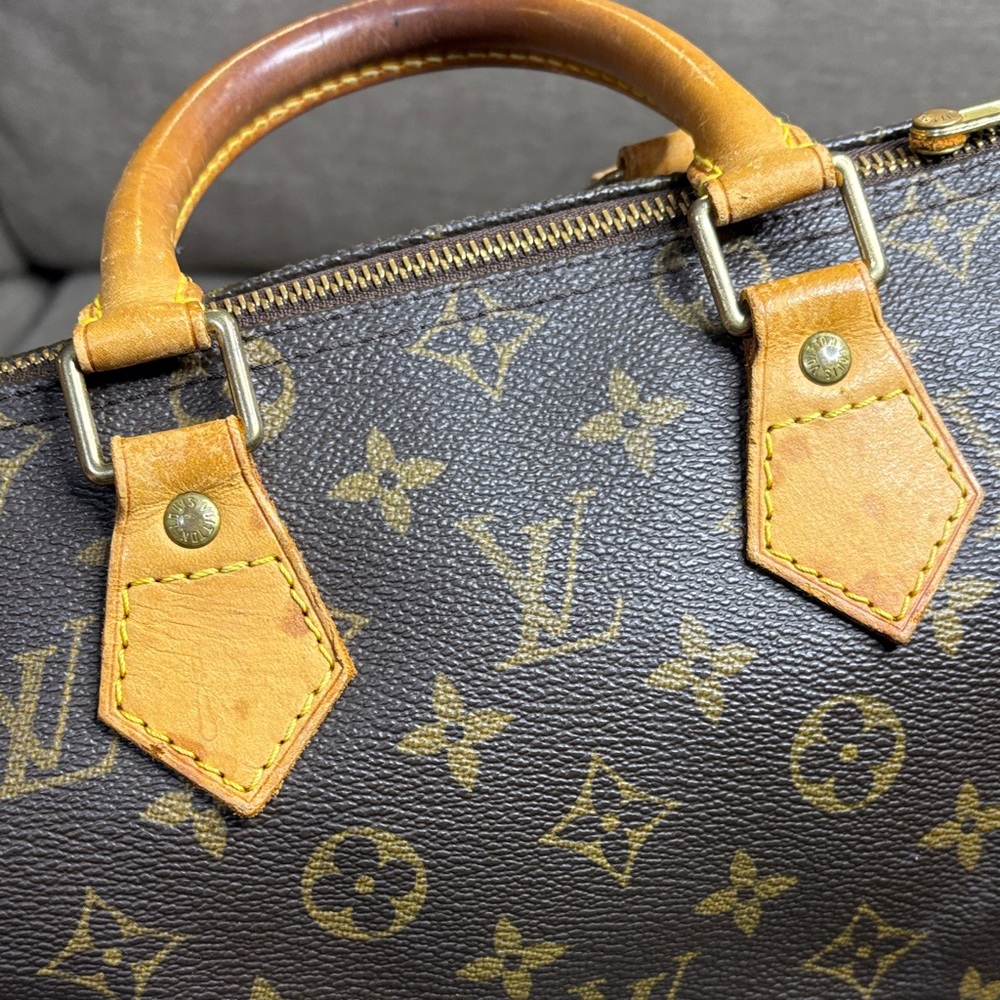 Louis Vuitton Speedy 25 Monogram Canvas Boston Satchel Handbag Vintage Authentic - Picture 9 of 17